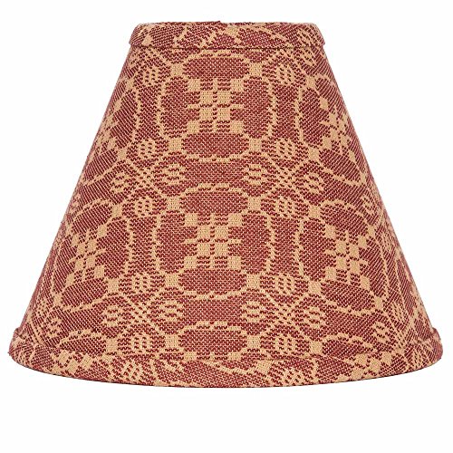 Home Collection by Raghu Marshfield Jacquard Barn Red & Tan Lampshade, 14"