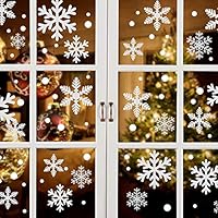 Lansian 108pcs White Snowflakes Window Clings Decal Stickers for Winter Frozen Party Supplies Wonderland Decorations Ornaments, White 8 Sheets