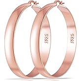 DORANA 8mm Thick 925 Sterling Silver Hoops Earrings for Women 14K Real Gold Large Hoop Earrings Hypoallergenic and Lightweight Big Hoop Earrings for Women 20/30/40/50/60/70MM