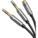 UGREEN Headphone Splitter for Computer 3.5mm Female to 2 Dual 3.5mm Male Headphone Mic Audio Y Splitter Cable Microphone Ster
