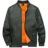 TRUPPALAND Men's Bomber Jacket, Warm Jackets Fall Winter Full Zipper Windbreaker Casual Coat