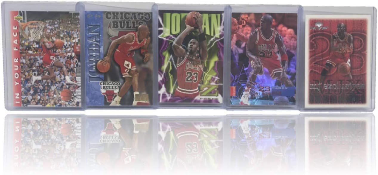 Michael Jordan Basketball Cards (5) Bundle in a White Gift Box -Chicago Bulls Trading Cards