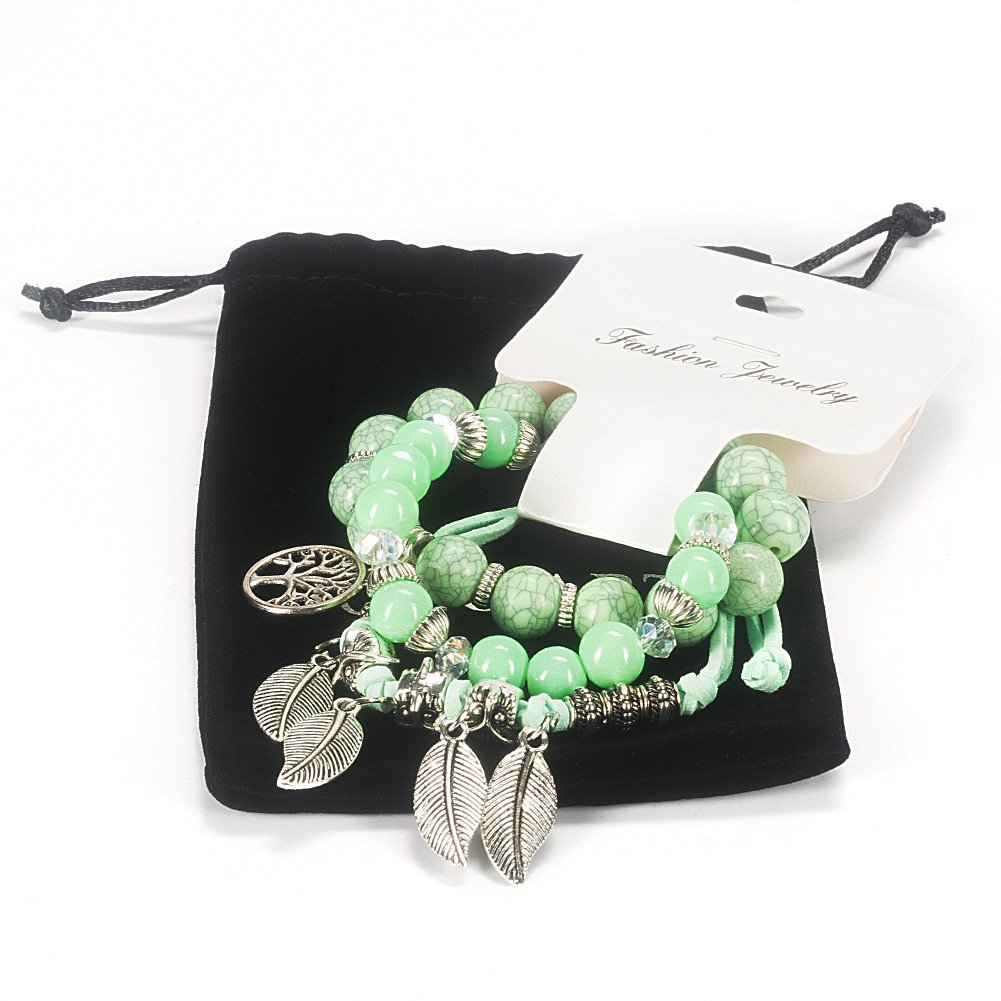 Bogo Arty Handmade Stretch Bracelet Tree of Life Gemstone Beaded Bracelet Fashion Jewelry for Women and Girls