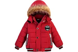 AMIYAN Toddler Boys Down Jacket Fur Collar Hood Thick Warm Winter Snowsuit Coat Parka