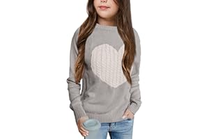 Batermoon Girls' Pullover Sweaters Long Sleeve Cute Heart Pattern Crewneck Knit Jumper Tops