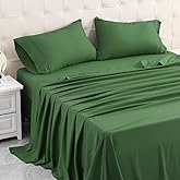 MICORAL Queen Bed Sheets Set, Soft Breathable Bedding Sheet Set, Sheets Set with 16" Deep Pocket Design (4 Pieces, Queen, Dark Moss Green)