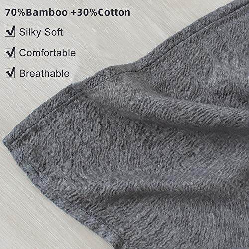 LifeTree Muslin Baby Swaddle Blanket, Solid Color Baby Swaddling for Boys & Girls, 70 Bamboo