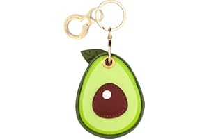 BORKUANA Leather Keychain Holder Case Compatible with Apple AirTag, Cute Protective Air Tag Cover with Keychain Ring, Anti-Scratch Finder GPS Tracker Case for Wallet Keys(Avocado)