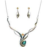 Fenni Jewelry Vintage Women's Costume Statement Necklace Earrings Jewelry Set for Prom Wedding Party