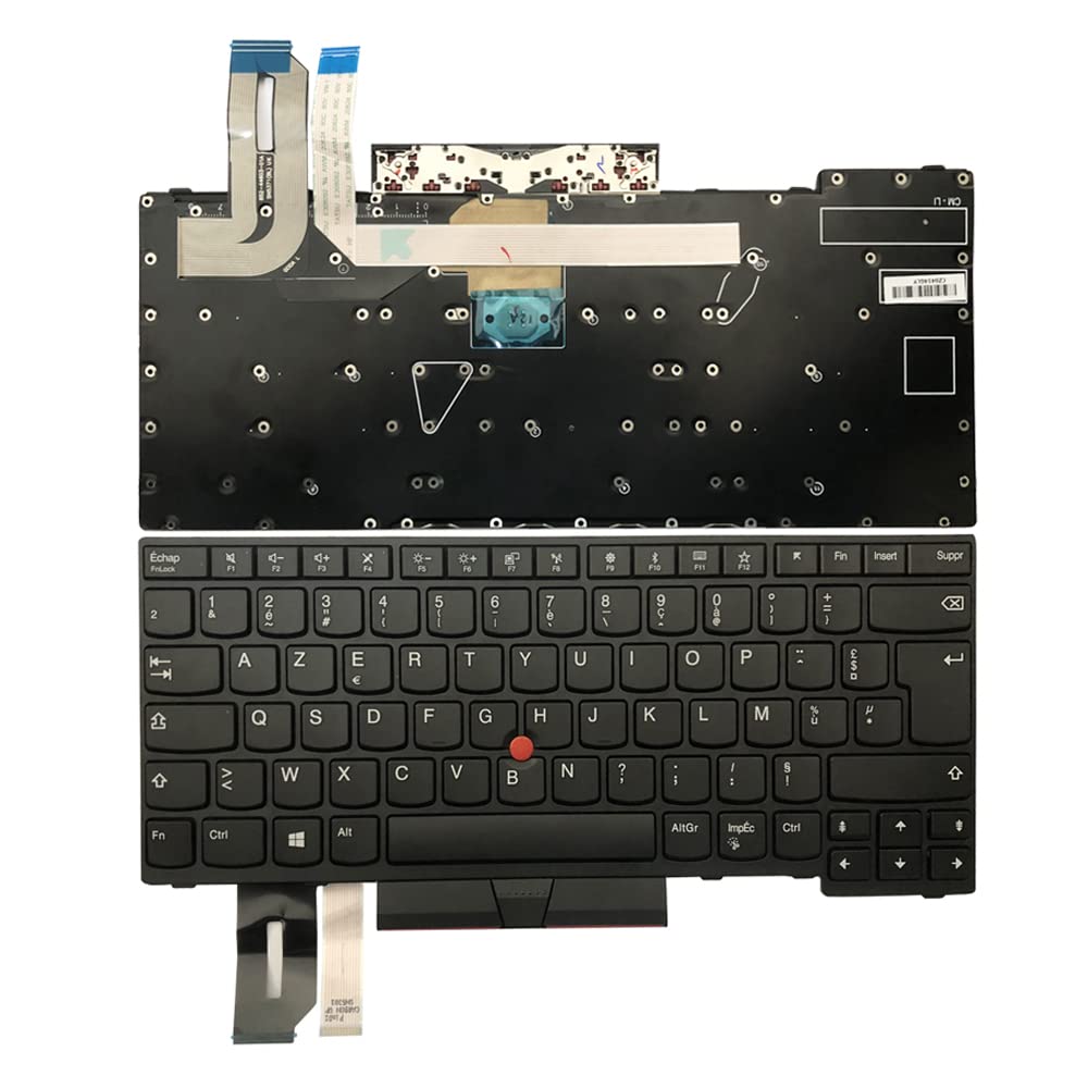 Gintai French Keyboard Azerty for Lenovo Thinkpad L380, L380 Yoga, L390, L390 Yoga, E480, L480, T480S, E485, E490, L490, T490, E495, T495 01YP491, 01YP251, 01YP331, 01YP411Keyboard NoBacklit Laptop