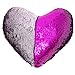 U-miss Mermaid Pillow with Pillow Insert, Two-Color Decorative Heart Shape Reversible Sequin Pillow 13''×15'' (Heart-Shaped, Silver-Rose Red)