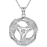 LWXIE Diamond Crow Necklace S925 Sterling Silver Crow Necklace Silver Crow Pendant Necklace for Women 18+2Inch