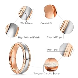 NUNCAD Two Tone Tungsten Carbide Wedding Band Ring