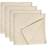 GILDEN TREE Waffle Towels Wash Cloths for Showering, Exfoliating Washcloth Face Towels, Quick Dry Towel Cotton Washcloths Set of 4, Classic Style (Cream)