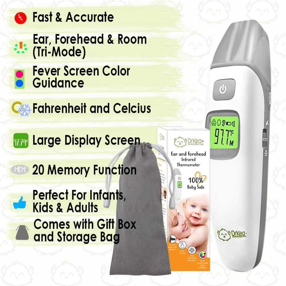 Baby-Thermometer-Forehead-and-Ear-Thermometer-for-Fever-by-DrKea-Accurate-Dual-Mode-Professional-Medical-Body-Fever-Thermometers-for-Baby-Kid-and-Adult-Clinical-Thermometer