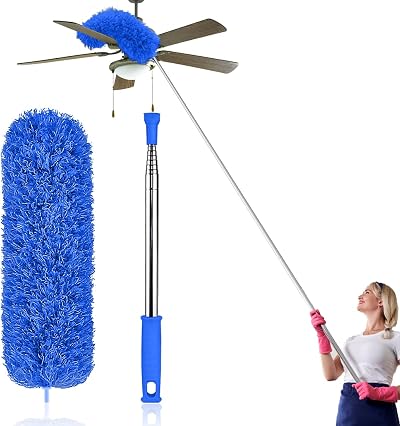 Kelursien Feather Duster Extendable Pole 110in Telescopic Bendable Head