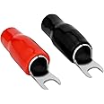 Conext Link 20pcs Barrier Spade Fork Terminal Connector 8 GA AWG Gauge Crimp Red Black Boots （16564）