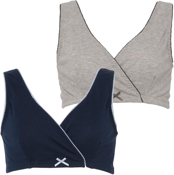 Amazon Co Jp 西松屋 2枚組クロスオープンマタニティハーフトップ ネイビー グレー M L 服 ファッション小物