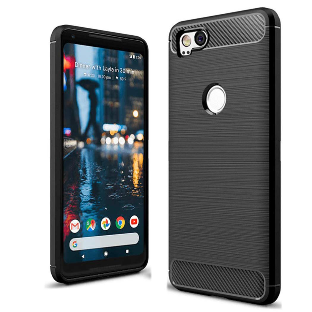 Google Pixel 2 XL Case - Ultra Slim Carbon Fibre Shockproof Bumper Case Cover For Google Pixel 2 XL Black