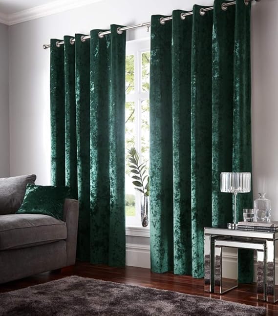 YUMUO Caterpillar Thickened Curtain,Dark Green Velvet Blackout Curtains