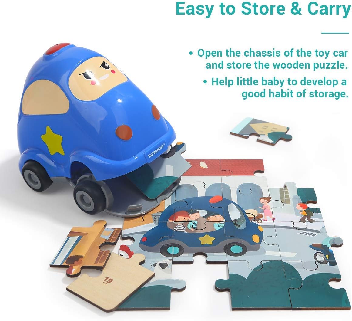 TOP BRIGHT Wooden Puzzles for Toddlers in Police Car Toy – 3 Year Old ...