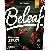 Beleaf Vegan Jerky, Spicy 3.5oz – Plant-Based Meatless Snack, Vegetarian Jerky, 20g Protein
