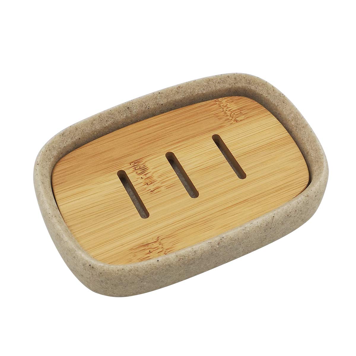 Ulable Resin Soap Case Holder, Soap Dish Self Draining Soap Saver, Shower Soap Box for Bathroom Kitchen Sink, Sandstone Appearance, Beige