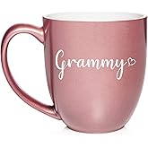 Grammy With Heart Ceramic Coffee Mug Tea Cup Gift for Her, Sister, Women, Grandparents’ Day, Family, Friend, Pregnancy Announcement, Mother’s Day, Grandma, Grandmother, Mom, Cute (16oz Rose Gold)