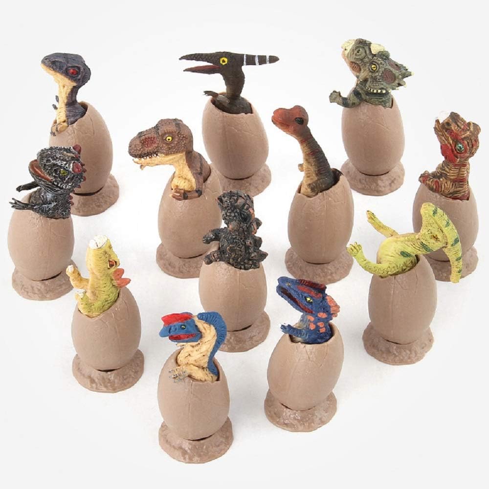 LTCtoy 12 pcs Dino Figures | Baby Dinosaur Decoration with Tray | Realistic Dinosaur for Party, Display and Collection | Gift Box Including T-rex, Triceratops, Velociraptor, etc