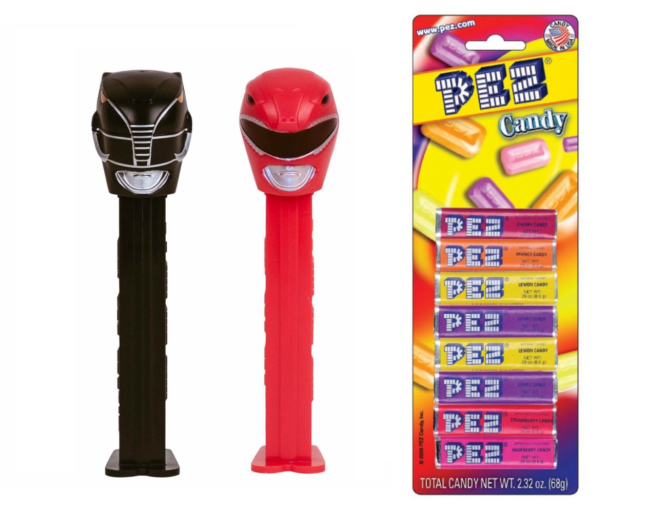 PEZ Mighty Morphin Power Rangers Dispenser And Candy Refill Bundle (2