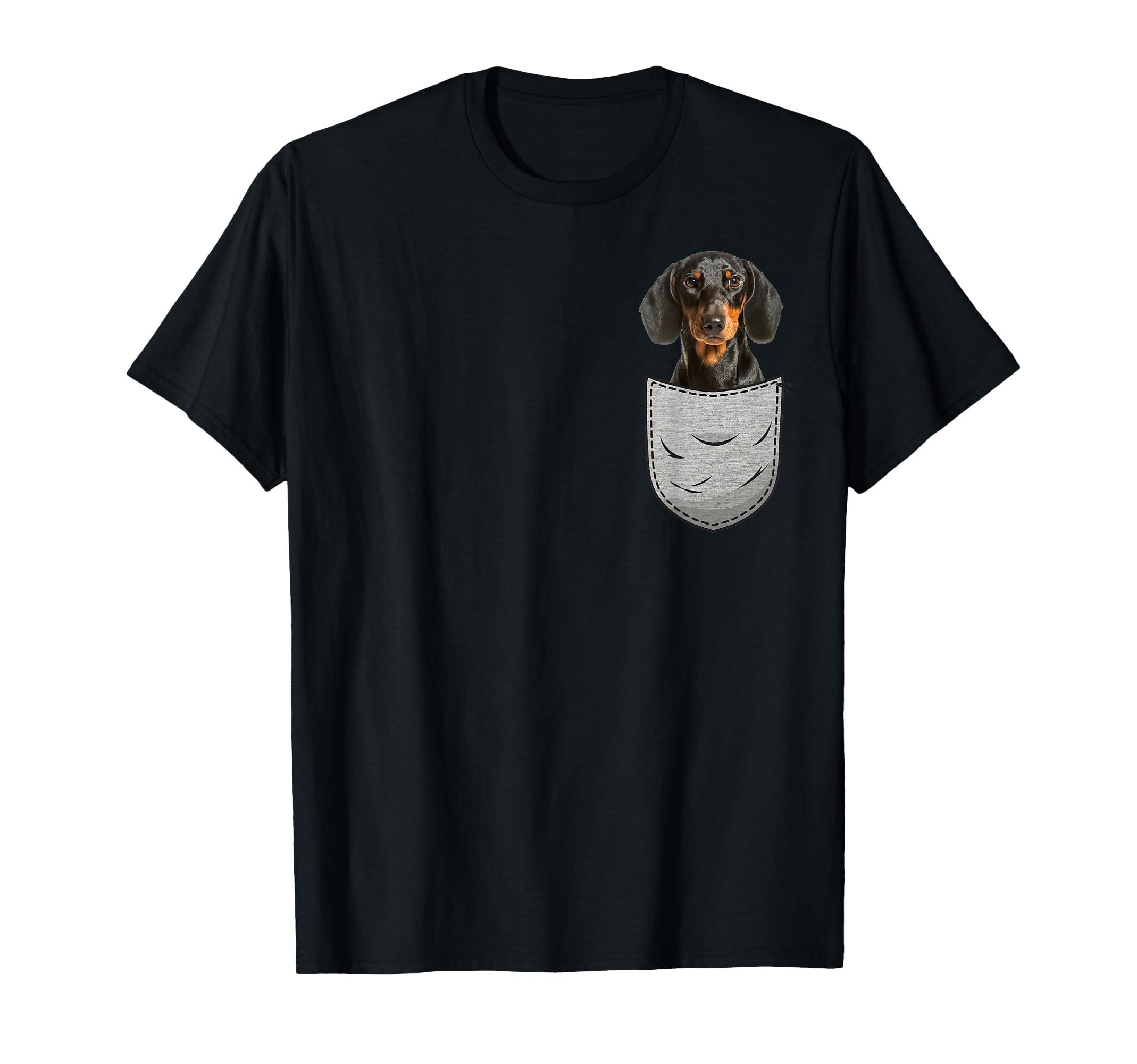 Dackel Teckel Dachshund Brust-Tasche Pocket Hundebesitzer T-Shirt