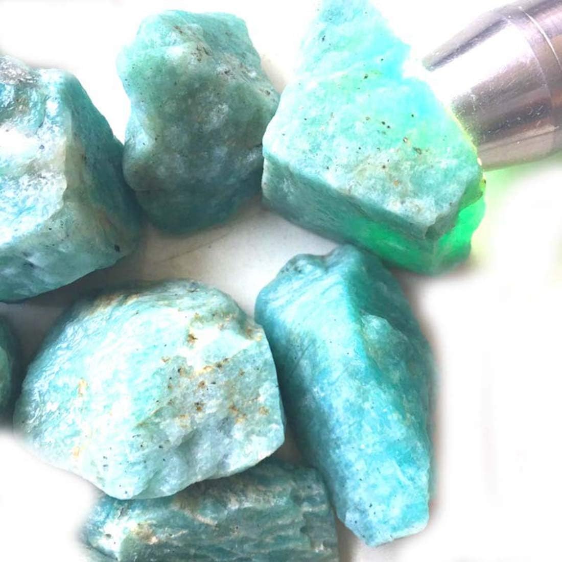 Amazon Com Rough Raw Amazonite Crystal Stone Natural Amazonite Healing Heart Chakra Throat Chakra Home Kitchen