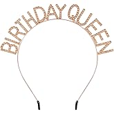 AOPRIE Birthday Crown for Women Rose Gold Champagne Birthday Tiara for Girls Birthday Queen Headband Princess Crown Rhinestone Happy Birthday Accessories