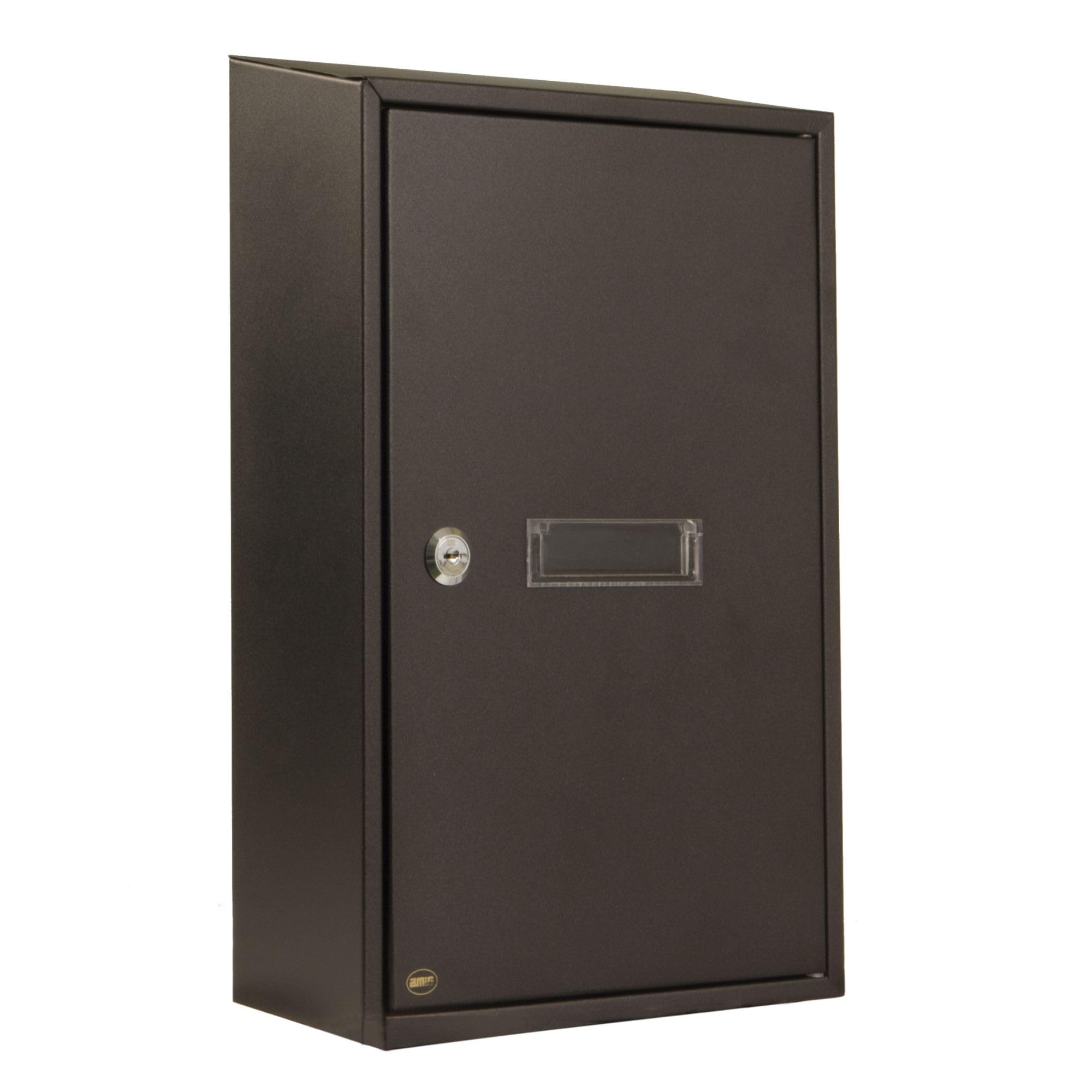 Amig - Interior Letterbox | Postal Locker for Walls or Fences | Made of Steel | Black | Measures 40 x 25 x 10 cm | DIN A4 Paper Size