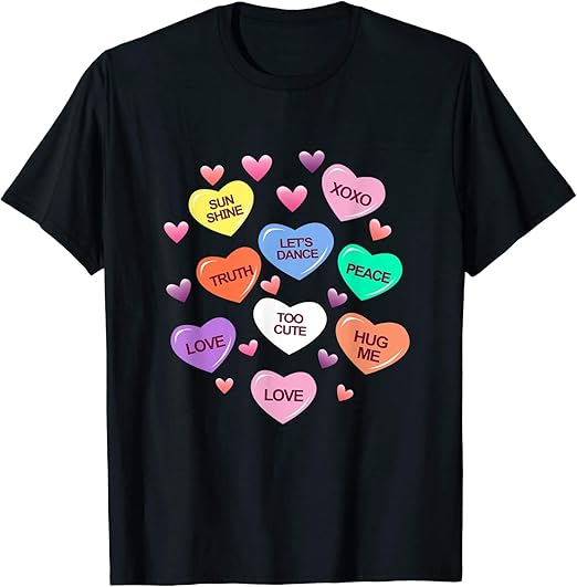 Valentine Candy Heart Shirt Men Women & Kids Valentines TShirt Amazon