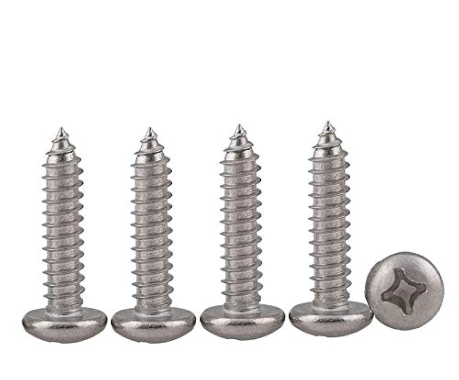 Drenky M5 Stainless Steel Phillips Pan Head Self-Tapping Screws, 100 Pcs