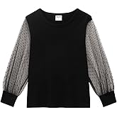 Noomelfish Girls Mesh Long Sleeve T-Shirts Kids Cute Sheer Dressy Tops Blouse(5-12 Years)