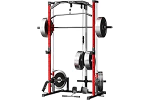 GYHPD Folding Squat Rack, Wall Mounted Power Rack with Cable Crossover Machine & LAT Pull Down, Heavy Duty 1000lbs Capacity Squat Rack with 5 Adjustable Function Modes, Home GymSpace-Saving Power Cage