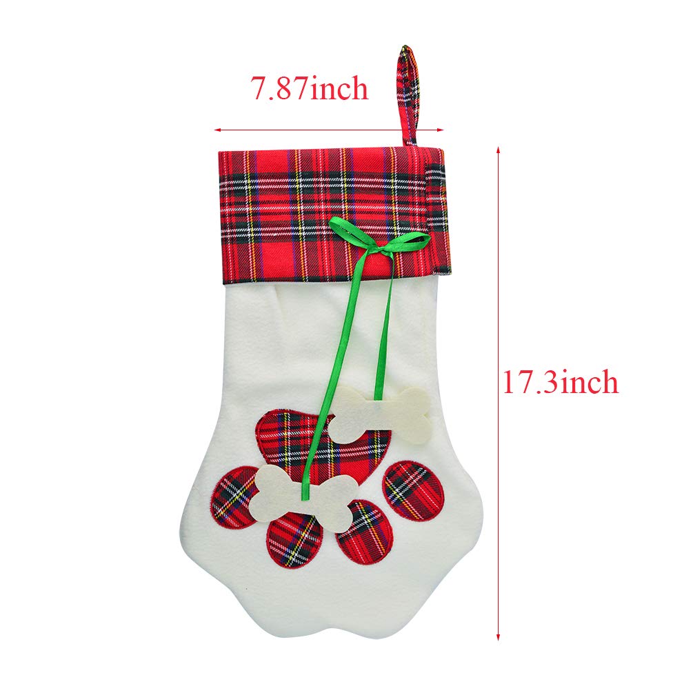 Yolyoo 2pcs Dog Paw Christmas Stocking,17.2’’ Large Christmas Stockings The Dog Feet Shape Pattern Holiday Hanging Stocking Decoration