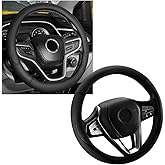 KVAEY Car Steering Wheel Cover, Premium Leather Steering Wheel Protector with Anti-Slip Lining, Universal 15" Soft Breathable Auto Steering Wheel Cover, Interior Car Accessories (Black)