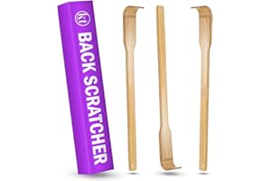 KT Deals 3pcs Wooden Back Scratcher 16.5" Long Handle for Hard to Reach Self Pick Itch Relief Tools Bamboo Back Scratcher for Men & Women 16.5 inch Long