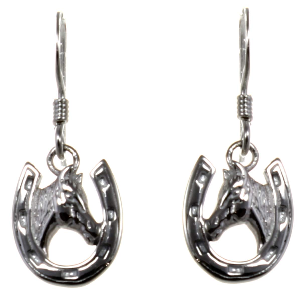 Alexander Castle Lucky Horse Shoe Drop Earrings 925 Sterling Silver Earrings for Women with Jewellery Gift Box - Gift for Women