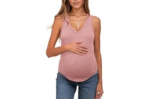 UNCLECAT Women's Maternity Tank Tops Summer V-Neck Sleeveless Pregnancy Clothes Casual Basic Shirt