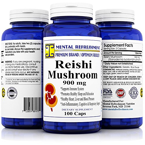 Reishi Mushroom 900mg - 100 capsules - Promotes Longevity & Immune Support, Anti-Inflammatory & Respiratory Support, Helps Regulate Blood Pressure & Cholesterol - Ganoderma Lucidum Reishi Mushroom 900mg - 100 capsules - Promotes Longevity & Immune Support, Anti-Inflammatory & Respiratory Support, Helps Regulate Blood Pressure & Cholesterol - Ganoderma Lucidum