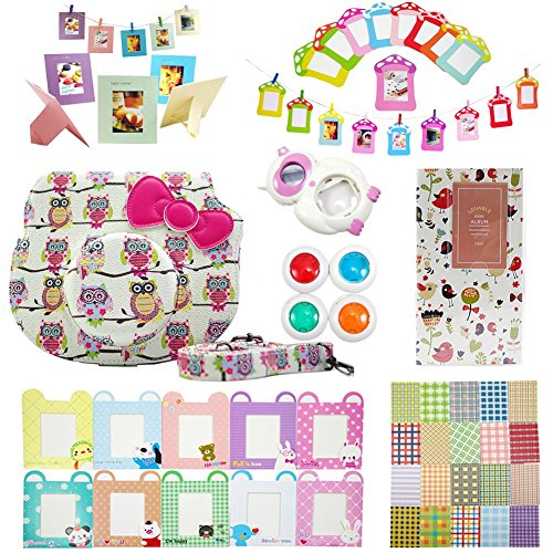 Katia Hello Kitty Instant Camera Accessories Bundles Set for Fujifilm Instax Hello Kitty Instant Film Camera with Hello Kitty Camera Case/ Album/ Selfie Lens/ Filter/ Frame/ Sticker (White)