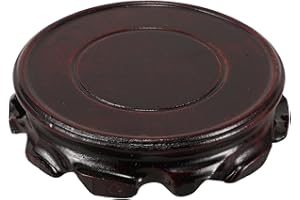 JOINPAYA Wooden Chinese Display Stand Base Pedestal for Teapot Vase Plant Pot, Solid Red Wood round Base 10cm