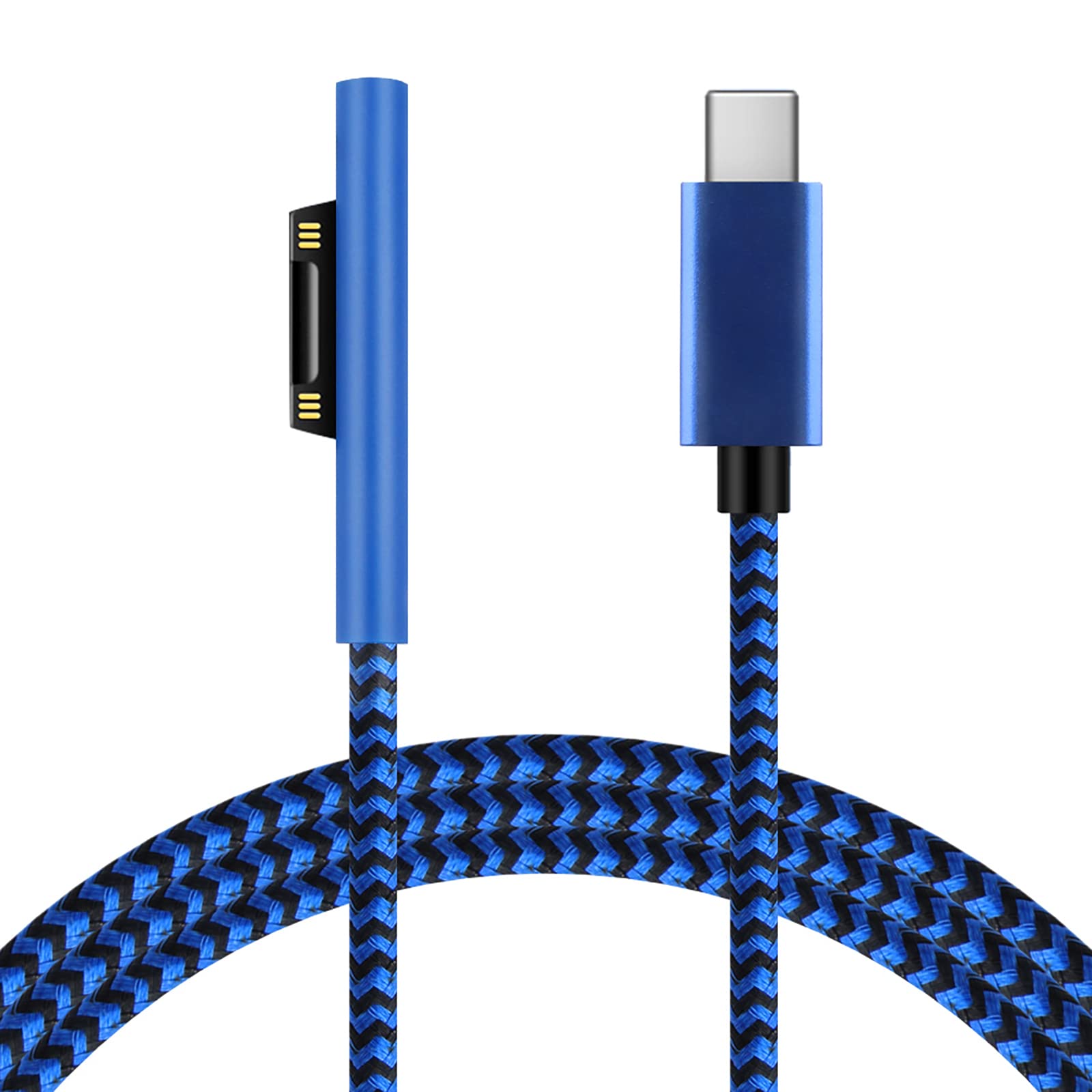 Photo 1 of Sisyphy Nylon Braided Surface Connect to USB-C Charging Cable (6ft Blue), Requires 45W 15V/3A USB-C Charger PD Power Supply, Compatible with Microsoft Surface Pro7/6/5/4/3 Go 3/2/1 Laptop