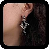 Yheakne Vintage Onyx Teardrop Dangle Earrings Black Crystal Teardrop Earrings Silver Waterdrop Onyx Earrings Black Gemstone Earrings Jewelry for Women