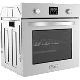 Empava 24" 2.3 cu ft Single Natural Gas Convection Oven, Stainless Steel | Natural Gas Pre-installed, Convection Cooking, 360&deg; Rotisserie, CSA Certified, 2-Year Warranty, Mechanical Knobs