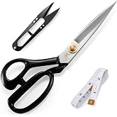 Left Hand Sewing Scissors, Professional Dressmaking Shears (10 inch, White) | High Carbon Steel Blade, Left-Handed Use, Best for Cutting Fabric, Leather, Jeans, Etc., Ergonomic Rubber Handed Holder